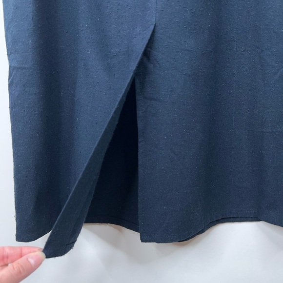 Jenni Kayne Rove Dress Silk Navy Blue Midi Dress Pockets Textured Classic Small - Picture 7 of 12